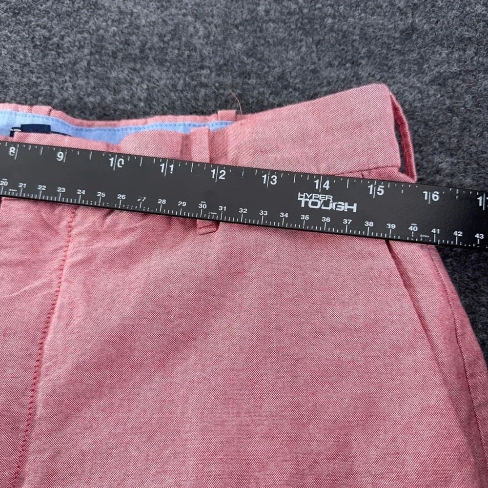IZOD Saltwater Mens 32 Salmon Pink Oxford Cotton Flat Front Chino Shorts 10